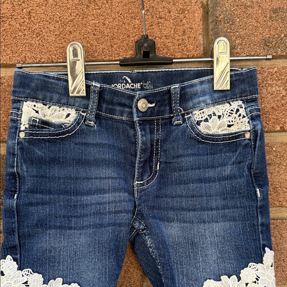 Jordache Kids Denim Shorts with White Lace Girl's Size 6 - Picture 5 of 7